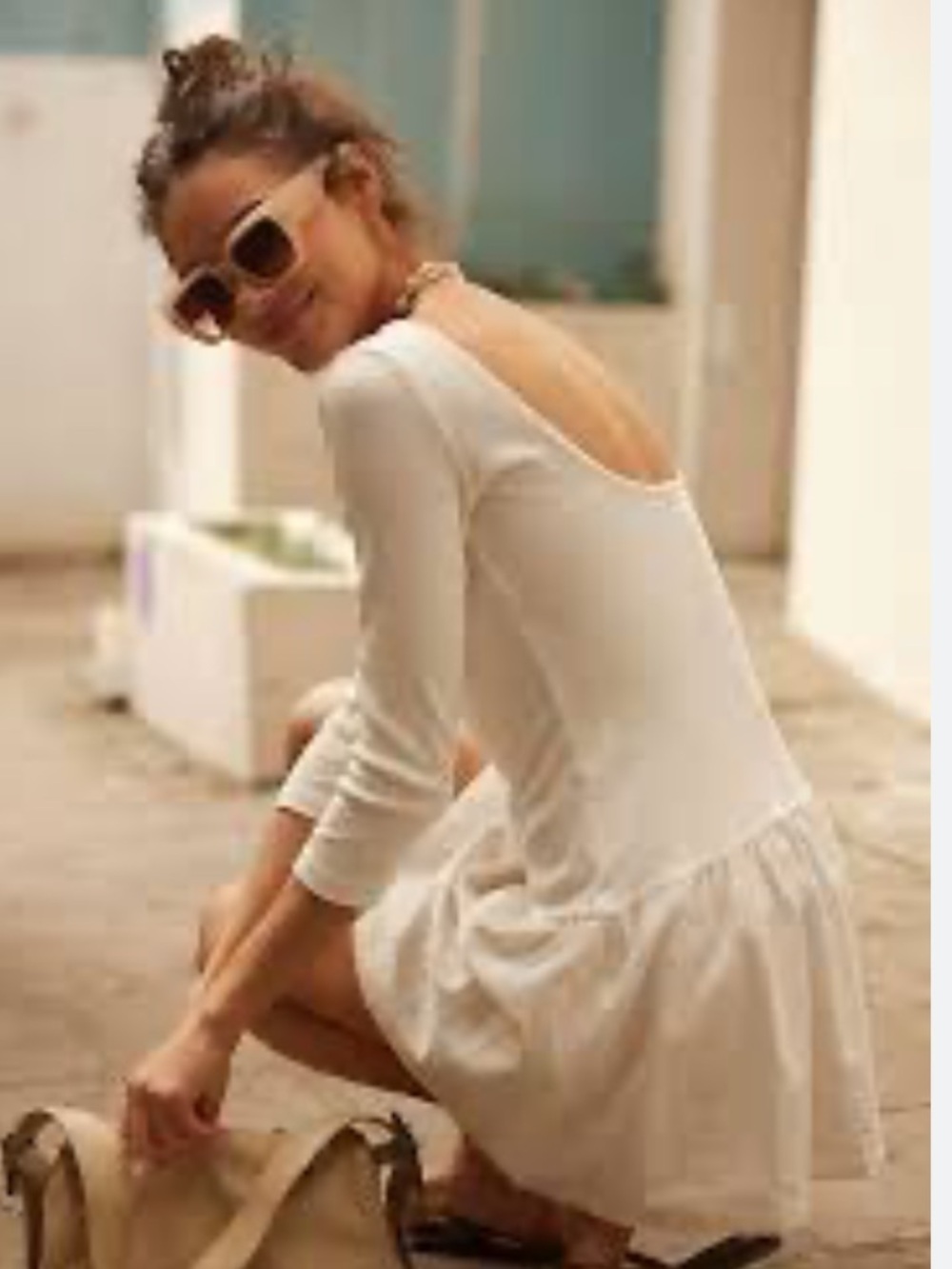 Free People Light Pink Long-Sleeve Backless Tiered Dress - Picture 4 of 5